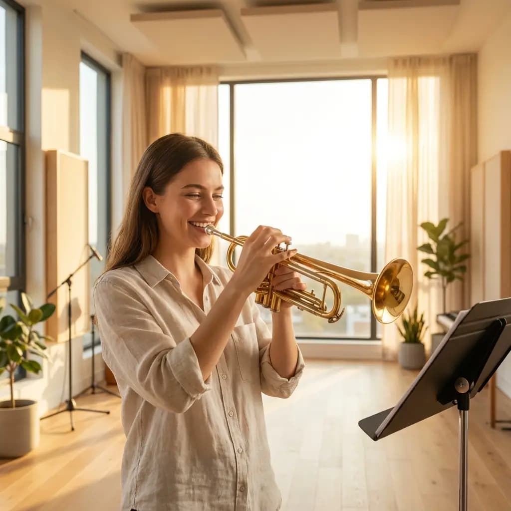 Élève de trompette heureuse